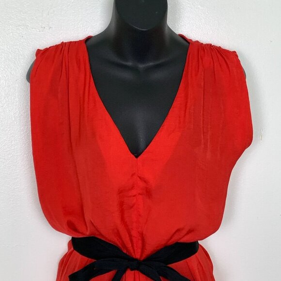 Zara Red Sleeveless Belted Mini Dress - Picture 4 of 7
